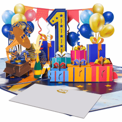 Magic Ants 3D Pop-Up Karte Zahl 1, Jubiläumskarte & Geburtstagskarte, Paper Anniversary Karte, Glückwunschkarte für 1. Hochzeitstag, Firmenjubiläum & Meilensteine, Geschenk mit Umschlag