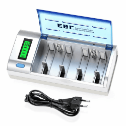EBL LCD Akku Ladegerät,Universal Battery Charger,Schnell Batterieladegerät für AA/AAA/C/D/9V NI-MH NI-CD wiederaufladbare Batterien mit Entladungsfunktion