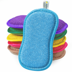 Surfela 6 Stück Spülschwamm Groß Putzschwamm Küchenschwamm Waschbar, 15×9×2cm Schwämme Küche, Spülschwamm Nachhaltig Mikrofaser Doppelseitenschwämme Topfreiniger für Geschirr, Küche, Bad, Glas