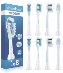 8er Ersatzbürsten von demirdental passend für Philips Sonicare Ersatzbürsten C3 Premium Plaque Defence Standard Schallzahnbürstenköpfe, entspricht HX9044, kompatible Ersatzbürsten, Weiß