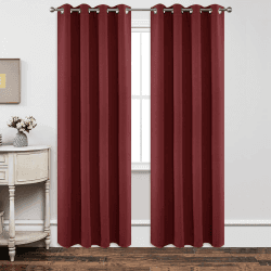 Joydeco Blickdichte Vorhänge mit Ösen Gardinen 2 Stück H 200 x B 140 Verdunkelungsvorhang Burgunderrot Thermovorhang Hitzeschutz, Ösenvorhang für Schlafzimmer Wohnzimmer Burgunderrot H200 x B140 cm (2er Pack)