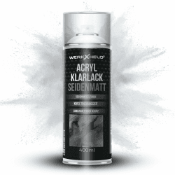 WerkXheld Klarlack Seidenmatt 400ml – Universeller Sprühlack für Metall, Holz, Glas und Kunststoff – Ideal für Möbel, Dekor und Fahrzeugteile – Schützendes seidenmattes Finish