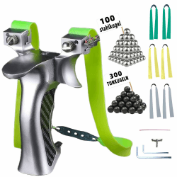 NWIWI Zwille Steinschleuder Profi Für Jagd Slingshot Aluminiumgriff Sport Outdoor Professionelle Schleuder Set mit 6 Ersatzgummi+300 Tonkugeln+100 Stahlkugeln+Schleuder Montageanleitung