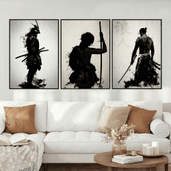 UGZDEA Japanese Samurai Leinwand Bilder, Japanese Bushido Art Portrait Poster Modern Dekoration Poster Malerei-Ohne Rahmen(B,3x30x40cm)
