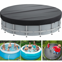 Twkafa Poolabdeckung Rund, Wasserdicht Und ReißFest Poolplane, Pool Abdeckplane Geeignet FüR Alle Arten Von SchwimmbäDern Pool Abdeckplane Rund (458cm) - Schwarz