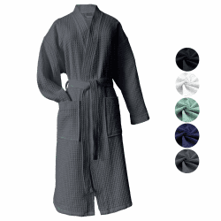 heimtexland ® Bademantel Waffelpique Reisebademantel Saunamantel 100% Baumwolle Oekotex leicht schnelltrocknend hautfreundlich für Damen und Herren Typ881