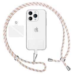 NALIA Bunte Universal-Kette mit Pad, Band für Handy-Hülle zum Umhängen, Karabinerhaken Anhänger Metall, Schlüsselband Umhängeband 160 cm, Crossbody Lanyard mit Schlaufe, Farbe:Weiß Orange
