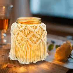 Yuragim Makramee Windlicht, Windlichter Deko Kerzen, Boho Deko Balkon Makramee Glas Boho Kerzenständer Girlande Makramee Glas für Ostern Kerzen Trockenblumen Hochzeit Wohnzimmer Badezimmer Deko