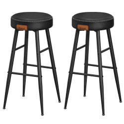 VASAGLE EKHO Kollektion - Barhocker, 2er Set, Barstuhl, Küchenstuhl, Kunstleder, Mid-Century-Modern-Stil, 76,2 cm hoch, für Küche, Esszimmer, einfacher Aufbau, tintenschwarz LBC090B01V1