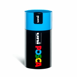 Posca - UniPosca Komplettset mit 18 sortierten Acrylstiften, mittlere Spitze 2,5 mm, Farben für Kinder und Künstler Uni gültig wie Stofffarben, Holz und andere, in Geschenkbox, Hellblau