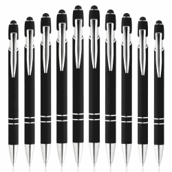 Kugelschreiber,2 in 1 Soft-Touch-Kugelschreiber,1.0 mm Kugelschreiber mit Touchpen,Kapazitive Stylus,für für Büro,Haushalt,Schule,Geburtstagsgeschenk(Schwarz)