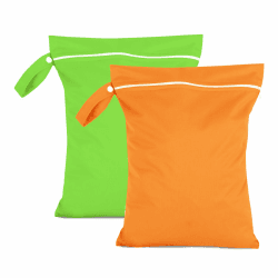 Moorle 2 Stück Nassbeutel 40 x 30 cm, Wasserdichter Wäschesack Orange & Grün, Wiederverwendbarer Reise Nasssack mit Reißverschluss, Klein Nasstasche Schwimmen für Badeanzüge, Strandtücher, Windeln
