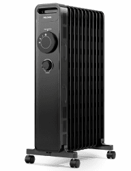 PELONIS Ölgefüllter Heizkörper mit einstellbarem Thermostat, Elektrischer Heizkörper mit 3 Wärmestufen, einstellbarem Thermostat, Kipp- und Überhitzungsschutz, Energieeffizient - 2,3kW 21m²