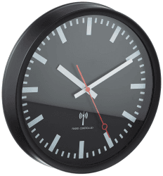 TFA Dostmann Funk-Wanduhr, 60.3513, leises Uhrwerk, Stil Einer Bahnhofsuhr, Funkuhr, genau, schwarz, L 250 x B 42 x H 250 mm