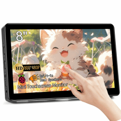 Kleiner Monitor Touchscreen Tragbarer Monitor 8 Zoll HD 800x480 HDMI Mini Portable Monitor IPS LCD Display für PC Ras Pi, Eingebaute Lautsprecher