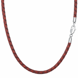 Viwind Lederkette Geflochten Kunstleder Halskette Edelstahl Verschluss 3mm breit Damen Herren Kette für Anhänger charm 45-60cm wählbar DIY Lederschnur 60cm Retro Brown-4mm