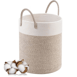 Wäschekorb mit Henkel Faltbar Geflochten Groß Wäschesammler Wäschesortierer Wäschebox Wäschetonne Spielzeug Aufbewahrung Aufbewahrungskorb laundry baskets Wäschetruhe mit Griff Handarbeit,46x38cm