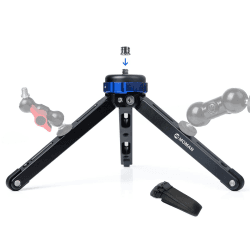 Mini Tripod Moman TR01 Small Stativ Tischstativ Klein Kamerastativ CNC Aluminium 1/4 3/8 Schraubbefestigung max.80kg Belastung für Canon Sony Nikon Panasonic DSLR Kamera Smartphone Gimbal，Schwarz Blau