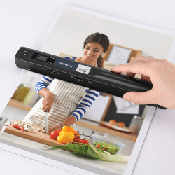 MUNBYN [Handscanner ] Auflösung s/w und Farbe Dokumentenscanner/Scanner Mobil / 900DPI Wireless Tragbarer A4 Scanner mit Karte JPG und PDF Format -16G Micro SD- Schwarz
