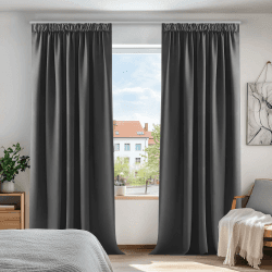 Deconovo verdunkelungsvorhänge Dicke Thermovorhänge mit Kräuselband gardinen, 200x140cm(HöhexBreite), Dunkelgrau, 2er Set H200 x B140 cm (2er Pack) Dunkelgrau