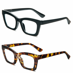 KoKoBin 2 Pack Lesebrille Damen Anti-Blaulicht Lesebrillen quadratische Mode Computer Brille