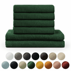 Blumtal Premium Frottee Handtücher Set 4 teilig 100% Baumwolle - Oeko-TEX zertifiziertes Badetuch 2X (70x140 cm) + Towel 4X (50x100 cm) - saugstarkes Frottiertücher Set - Handtücher Grün