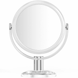 Auxmir Kosmetikspiegel Makeup Spiegel mit 1X/ 10X Vergrößerung, Doppelseitig & 360° Schwenkbar Tischspiegel für Schminken Rasieren Gesichtspflege im Wohnzimmer Schmuckkaufhaus, Transparent