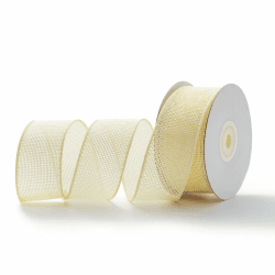 MORSUNBELA Beige Schleifenband Geschenkband Breit 3,8 cm Burlap Vintage Verdrahtet Sackleinen Decoband