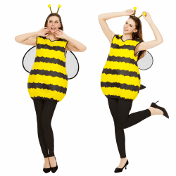 Joykindom Bienen Kostüm Damen - Bienenkostüm Erwachsene Karneval Kostüm mit Bienen Haarreif Flügel Kleid Hummel Kostüm Damen für Fasching Verkleidung XL Gelb