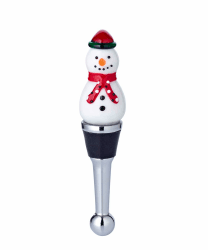 EDZARD Flaschenverschluss Schneemann (Höhe 11 cm) für Champagner, Wein und Sekt, Muranoglas-Art, Handarbeit