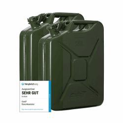 Oxid7 2x Kraftstoffkanister 20 Liter aus Metall olivgrün | Benzin, Diesel & Bio-Ethanol geeignet | 20L Benzin-Kanister mit UN-Zulassung & Bauart geprüft