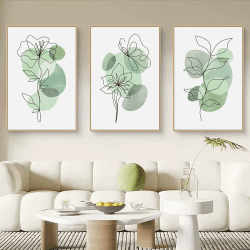 Qeuufieu Moderne Poster Set 3 Stück Premium Wandbilder Grüne Pflanze Wanddeko Bilder Boho Deko Bilder für Wohnzimmer Schlafzimmer ohne Bilderrahmen (40x50cm)