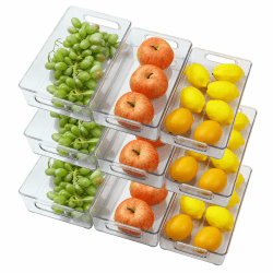 DUBUOZA Kühlschrank Organizer Set,9er Set (3 Größe) Kühlschrank Organizer,Küchen Organizer,Geeignet für Küche, Schublade, Gefrierschrank, Badezimmer, Speisekammer (9)