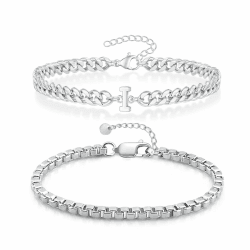 APMGONT Armband Herren mit Buchstaben, Herren Armband Edelstahl Armbänder Panzerkette, 2 Stücke Silber Herrenarmbänder A-Z, Personalisierte Geschenke für Männer Papa Freund Sohn Bruder Ehemann