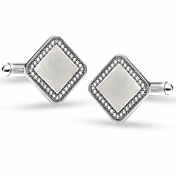 LeCalla Herren-Manschettenknöpfe aus Sterlingsilber für Papa, Vater, Großvater MOP Cufflink