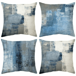 Hykiee Kissenbezüge 45x45 cm Blau 4er Set Kissenbezug Boho, Dekokissen Platz Weich Throw Pillow Cover, Abstrakte Kunst kissenhüllen für Wohnzimmer Sofa Couch Schlafzimmer Outdoor Garten Möbel Dekor