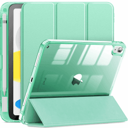 NFILAND Hülle für iPad 10. Generation 2022 mit Stifthalter, iPad 10.9 Hülle Stoßfeste Smart Case Cover mit transparenter Rückseite Schutzhülle mit Auto Schlaf/Wach Funktion, Hellgrün