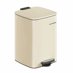 SONGMICS Mülleimer Küche, 20 Liter Abfalleimer, Tretmülleimer, Stahl, mit Inneneimer, Softclose, Offenhaltefunktion, sandbeige LTB592A02