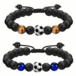 Aieraczy Fussball Armband Kinder Jungen, Männer Armband, Perlenarmband Herren, Armbänder für Herren Schmuck, Heilsteine Armband Perlenarmbänder, Fußball Geschenke für Jungs, Men, Teenager