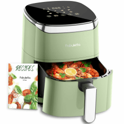Fabuletta Heißluftfritteuse 4L, 9-in-1 Air Fryer, Max 230℃ Heissluft Fritteusen, Digitalem LED-Touchscreen AirFryer, Rapid Air und Fettentfernungstechnologie, Vorheizen, Shake-Modus (Green)