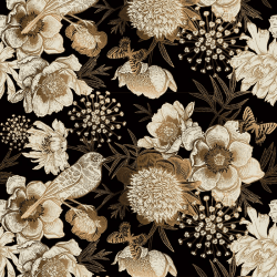 ReWallpaper 44.5cm×7m Tapete Schwarz Gold Blätter Selbstklebende Klebefolie Möbel Blumen Vögel