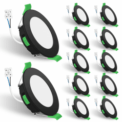 ALUSSO LED Einbaustrahler 230V 4W Flach,Dimmbar LED Spots 230V,68mm LED Deckenspots LED Einbauleuchten,Warmweiß 3000K Neutralweiß 4000K Kaltweiß 6500K,Schwarz IP44 Einbauspots für Badezimmer,12er Set