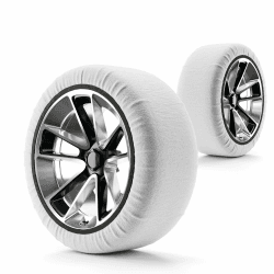 WALSER Premium Textil Schneeketten Alternative nach EU Norm 16662-1 homologiert, Qualitätssieger Sehr Gut*, 2er Set Textilschneekette Snow Sock, Anti-Rutsch Auto Schneeketten, Car Snow Chains weiß XXL