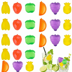 Eiswürfelform Wiederverwendbar FaJoek 24 Stück Eiswürfel Kunststoff Früchte, Ice Cubes im Früchte, Eiswürfel Kunststoff Früchte, Plastik Eiswürfel BPA-Frei(Obst)