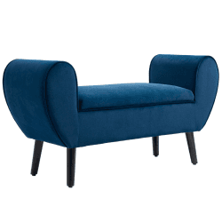 HOMCOM Sitzbank mit Stauraum Polsterbank mit Samtoptik, Armlehne Bettbank mit Holzbeine, für Wohnzimmer Schlafzimmer Flur 118 x 42 x 66 cm, Dunkelblau