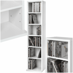 tectake® CD Regal, CD Ständer für bis zu 102 CDs, Aufbewahrung für CD Hüllen, DVD Regal, Holzregal Wand, Wohnzimmerschrank, Büroschrank, offenes Regal zur CD Aufbewahrung, Stauraumregal - weiß