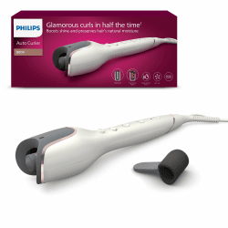 Philips automatischer Lockenstab 8000 Series, Lockenstab mit MoistureProtect Technologie, 27 verschiedene Stylingoptionen, Weiß, Modell BHB878/00