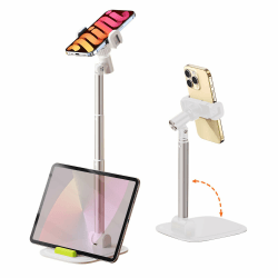 PUJUDODA Handy Ständer, Höhen und Winkel Verstellbarer Handyhalterung Tisch, Klappbarer Handyhalter Schreibtisch für iPhone 15,14,13,12,11,Pro, XR, XS, Galaxy, Smartphone, Weiß