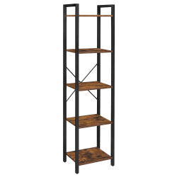 VASAGLE Regal, Bücherregal, Standregal, Aufbewahrungsregal mit 5 Ebenen, Industrie-Design, für Wohnzimmer, Büro, Arbeitszimmer und Flur, Stahlgestell, vintagebraun-tintenschwarz LLS100B01