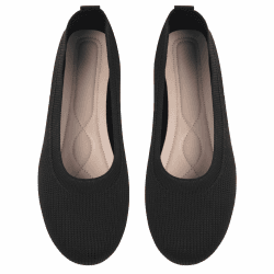 OFFCUP Damen Ballerinas Knit Kleid Schuhe Runde Zehe Flats Schuhe Slip On Maschenware Schuhe Bequem Weich Ballerina Schwarz